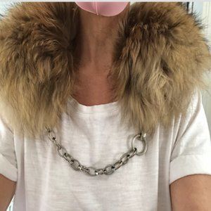 MAX MARA Vintage Fur collar/stole/neck warmer with Double Chain